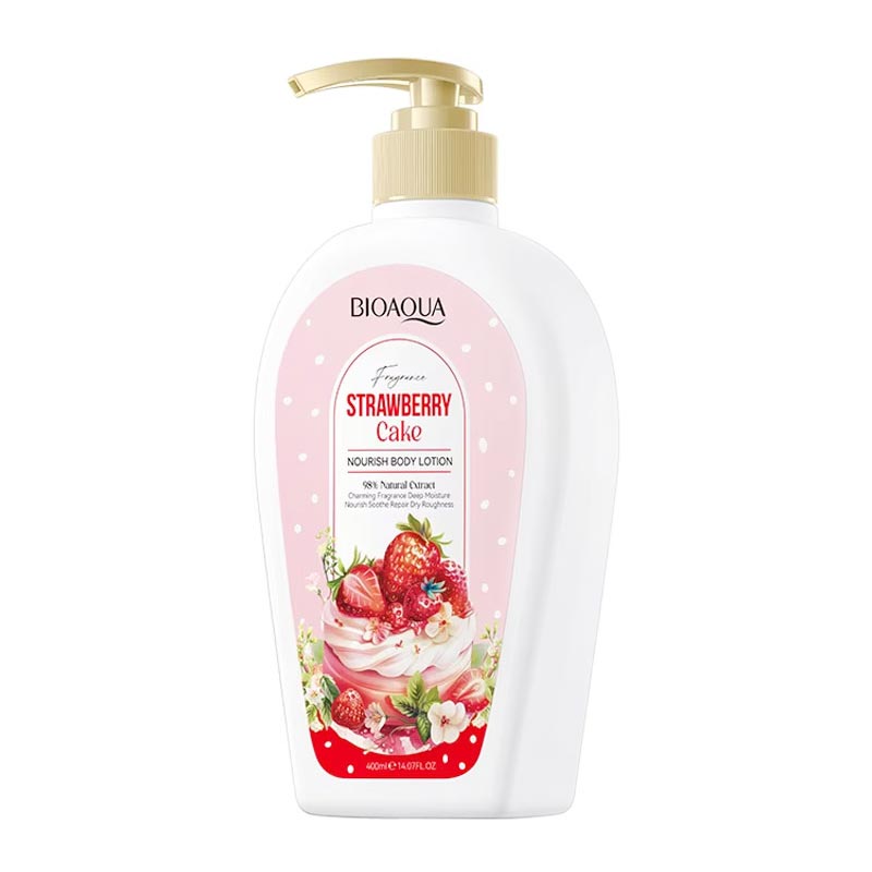 ش3 لوسیون بدن بیوآکوا کیک توت فرنگی ا Bioaqua Strawberry Cake Body Lotion - Image 1